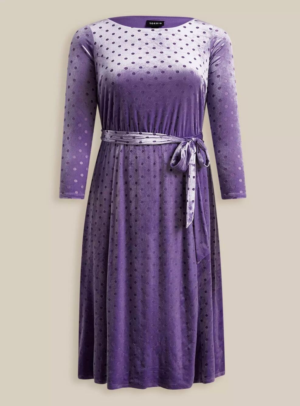Torrid Midi Burnout Velvet Boatneck Dress Purple Velvet Polka Dot Plus Size 1